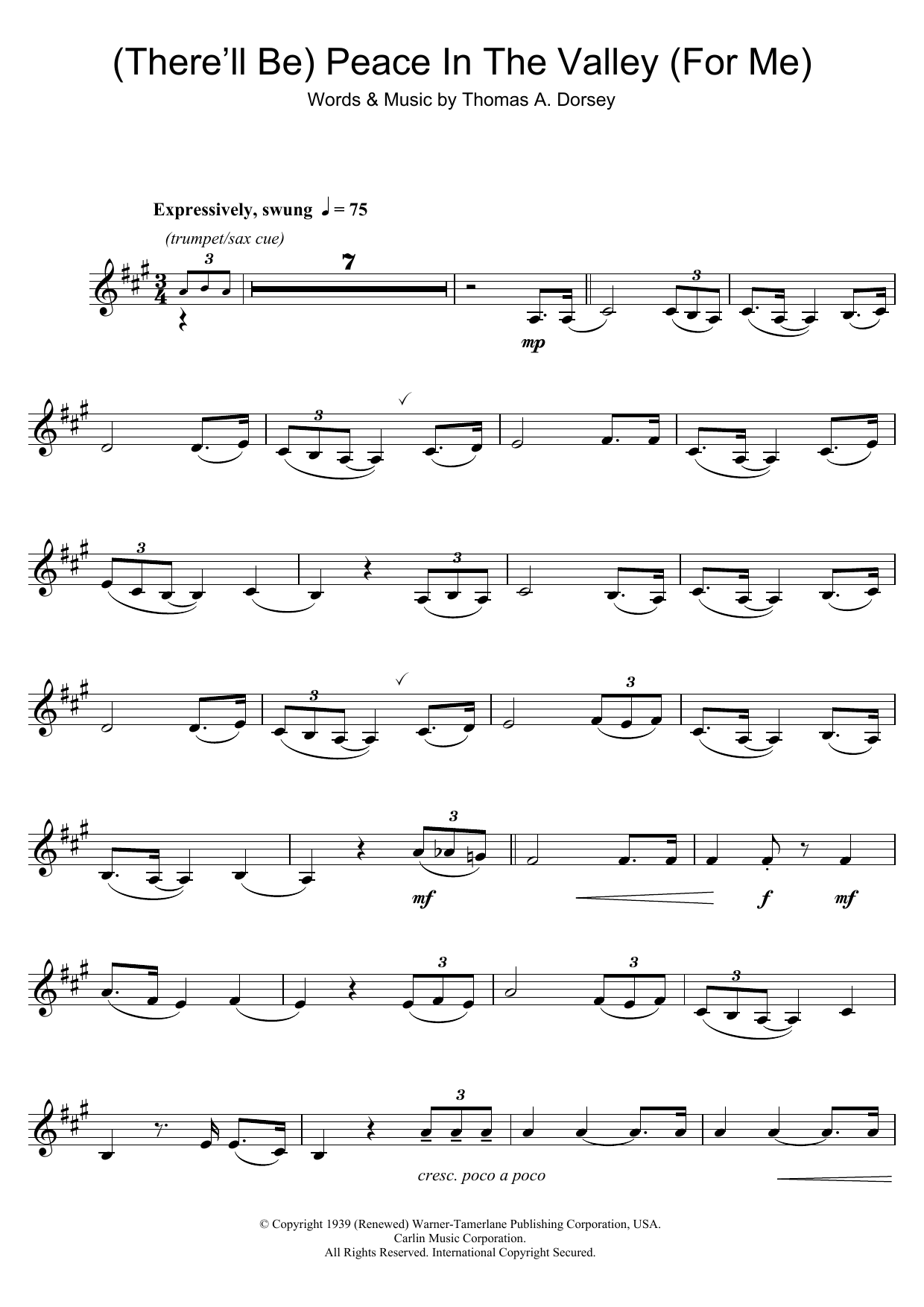 Download Johnny Cash (There'll Be) Peace In The Valley (For Sheet Music