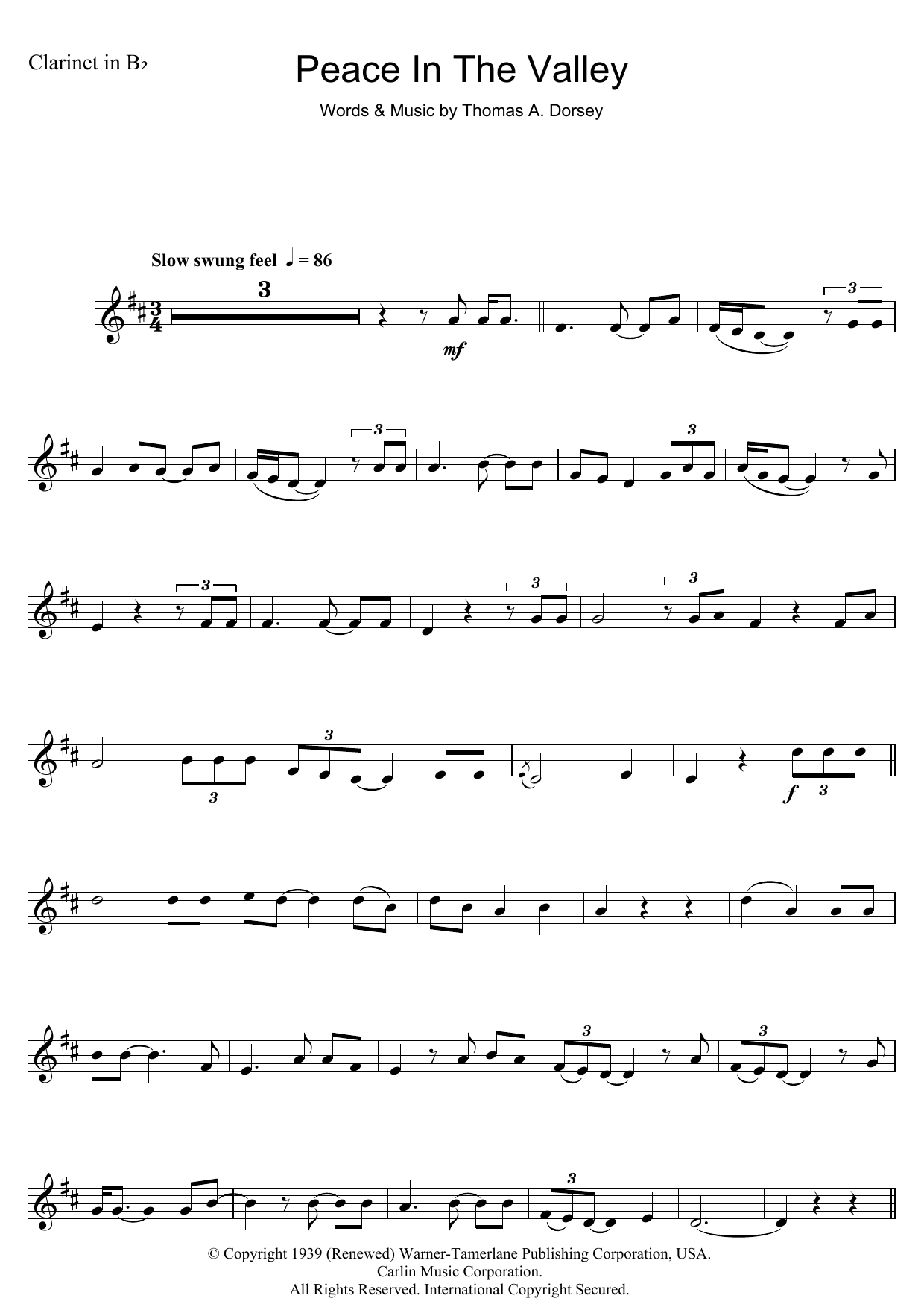 Download Mahalia Jackson (There'll Be) Peace In The Valley (For Sheet Music