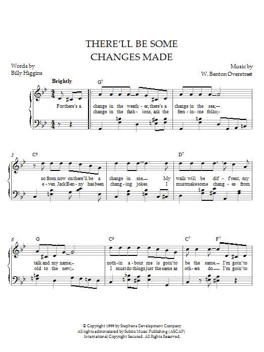 Download W. Benton Overstreet There'll Be Some Changes Made Sheet Music