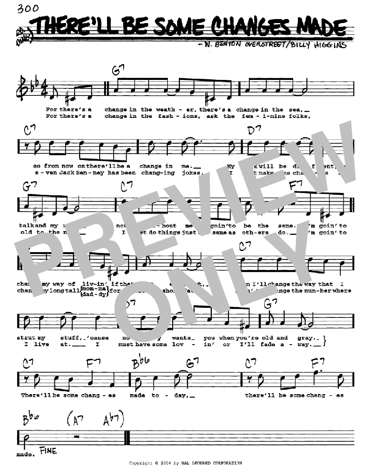 Download Billy Higgins There'll Be Some Changes Made Sheet Music