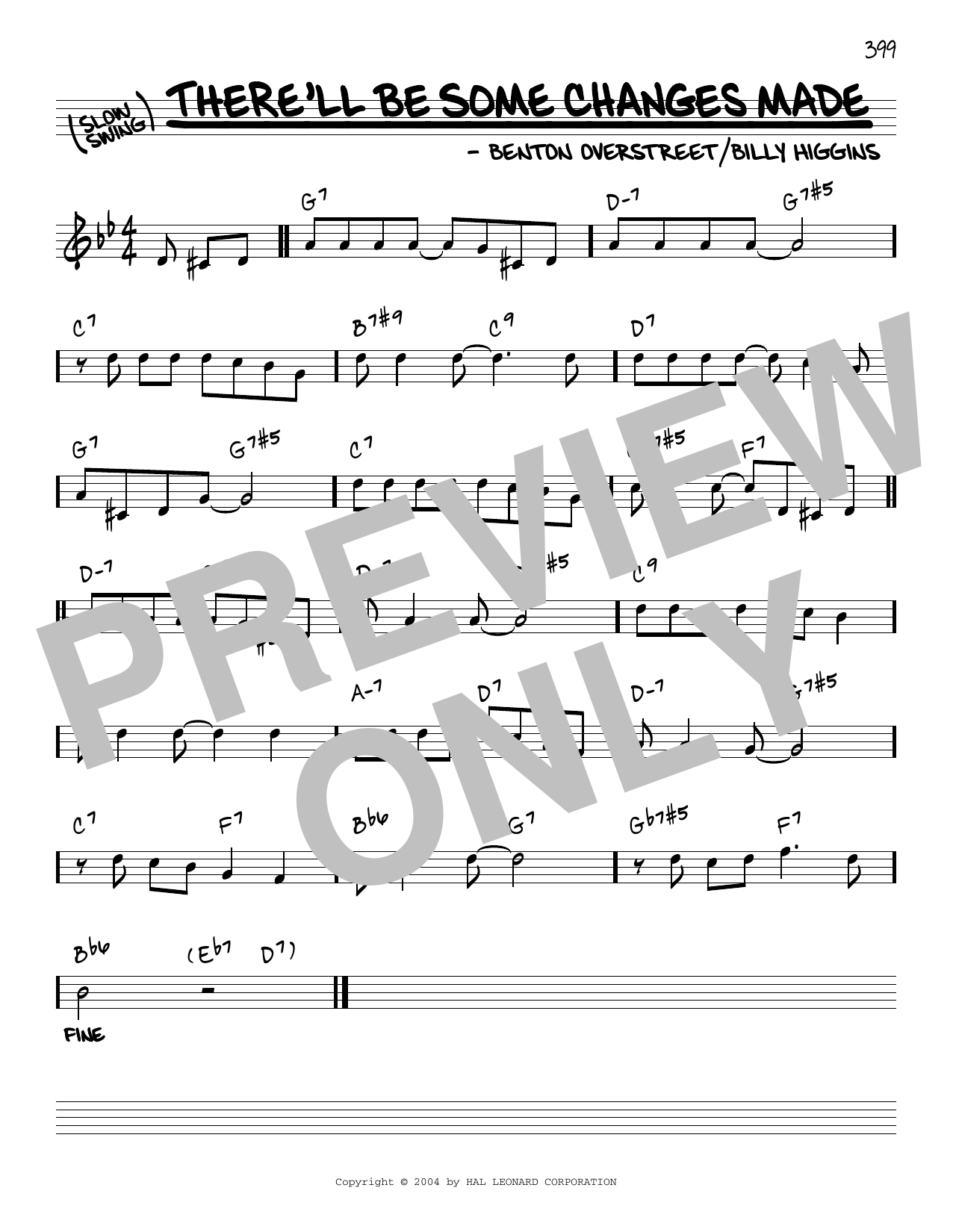 Download W. Benton Overstreet There'll Be Some Changes Made [Reharmon Sheet Music