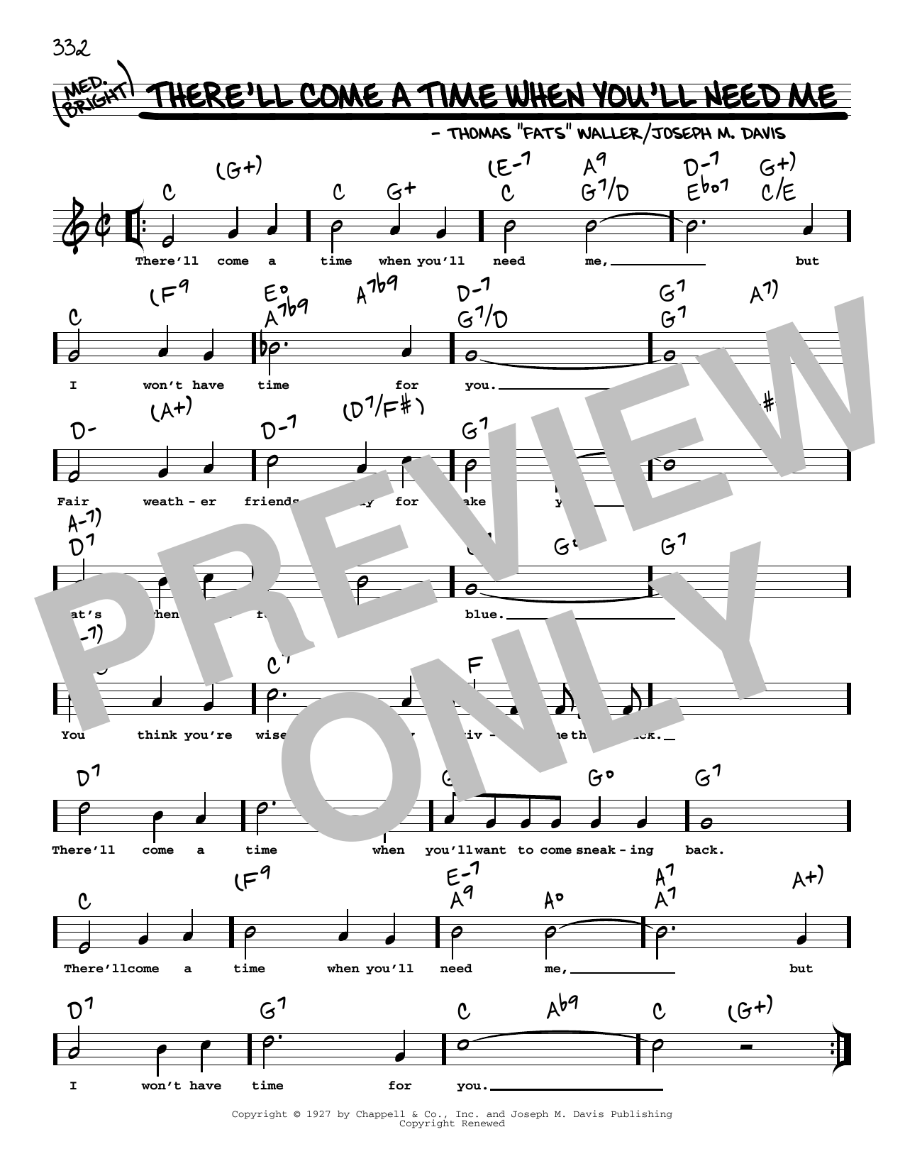 Download Fats Waller There'll Come A Time When You'll Need M Sheet Music