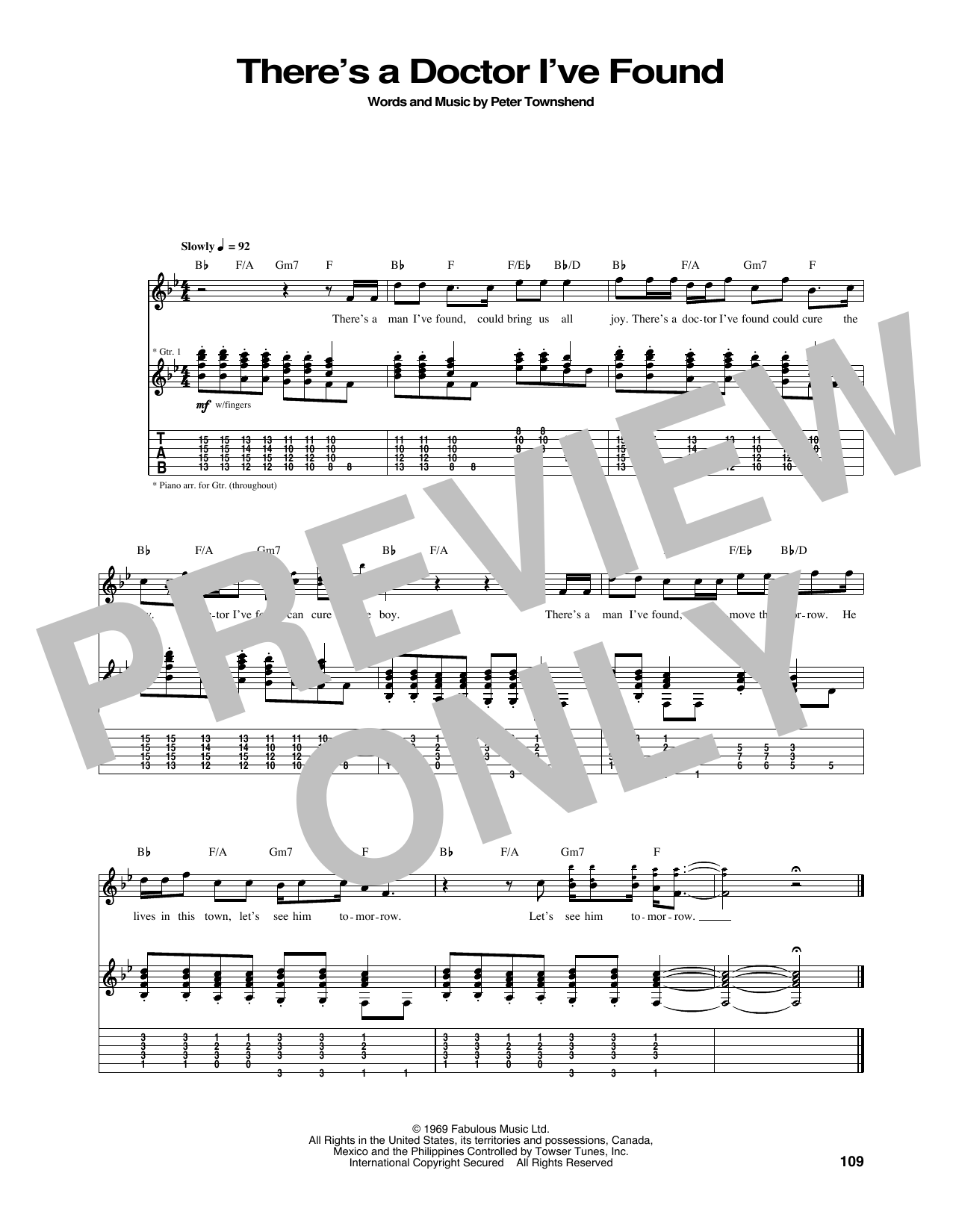 Download The Who There's A Doctor I've Found Sheet Music