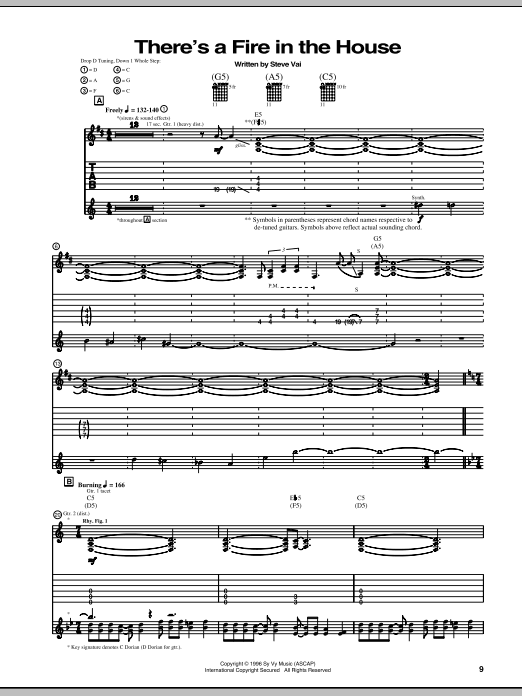 Download Steve Vai There's A Fire In The House Sheet Music