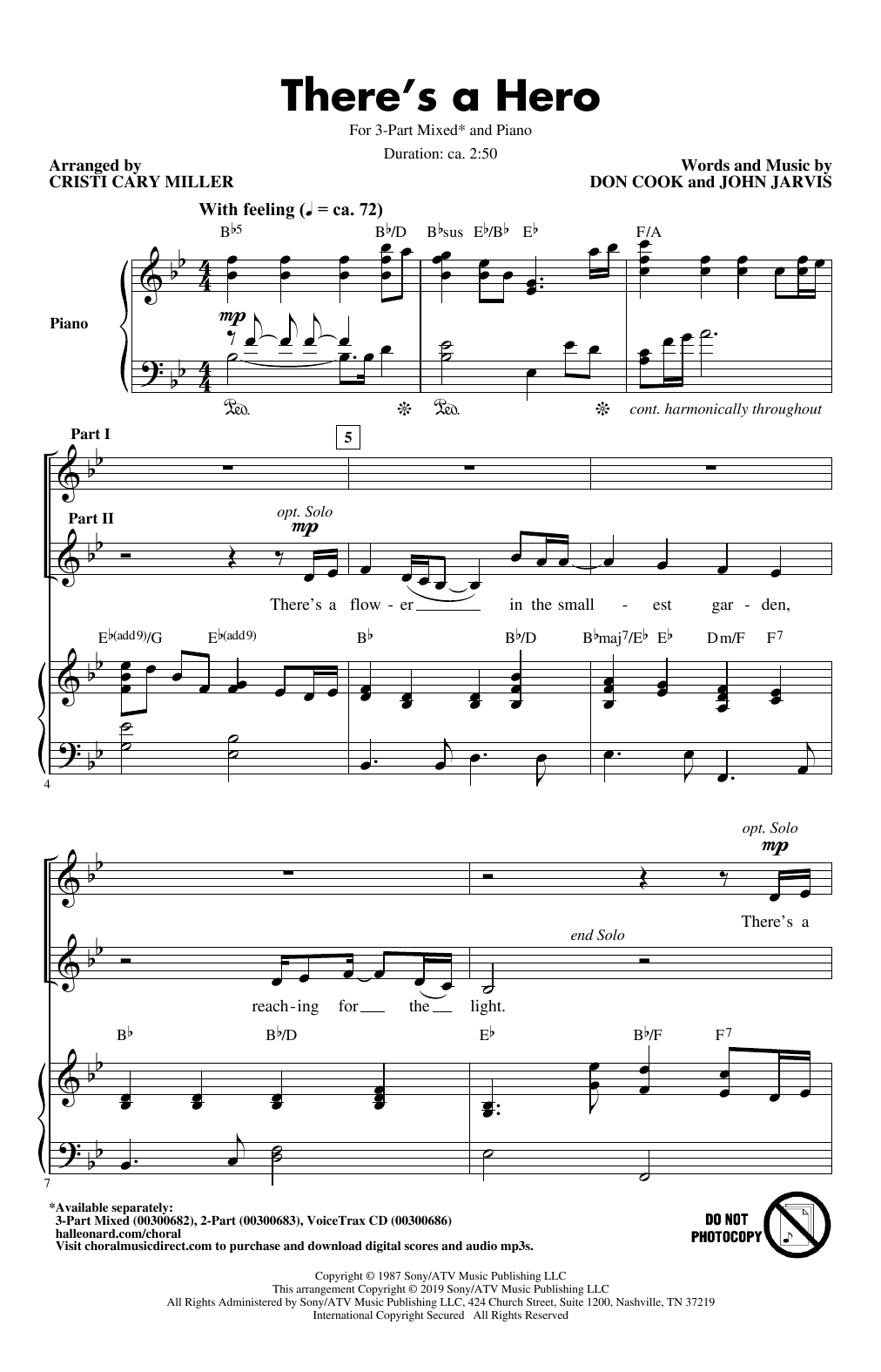 Download Don Cook and John Jarvis There's A Hero (arr. Cristi Cary Miller Sheet Music