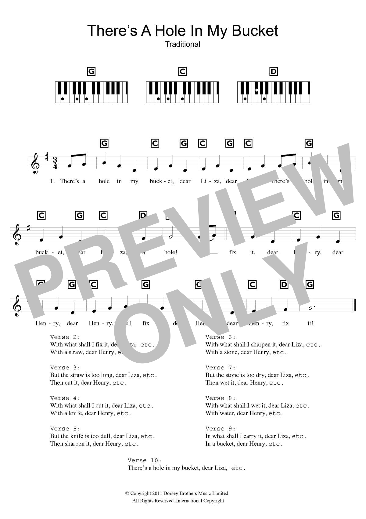 Download Traditional There's A Hole In My Bucket Sheet Music