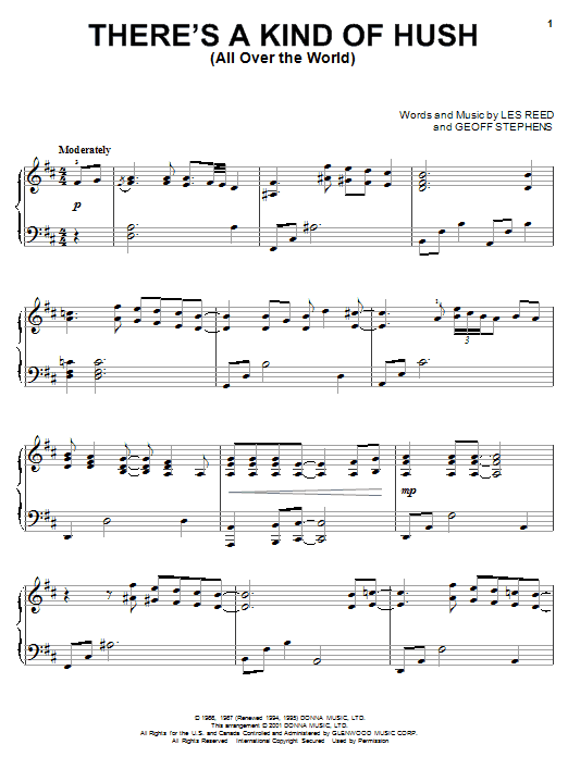 Download Carpenters There's A Kind Of Hush (All Over The Wo Sheet Music