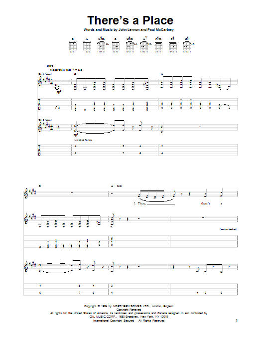 Download The Beatles There's A Place Sheet Music