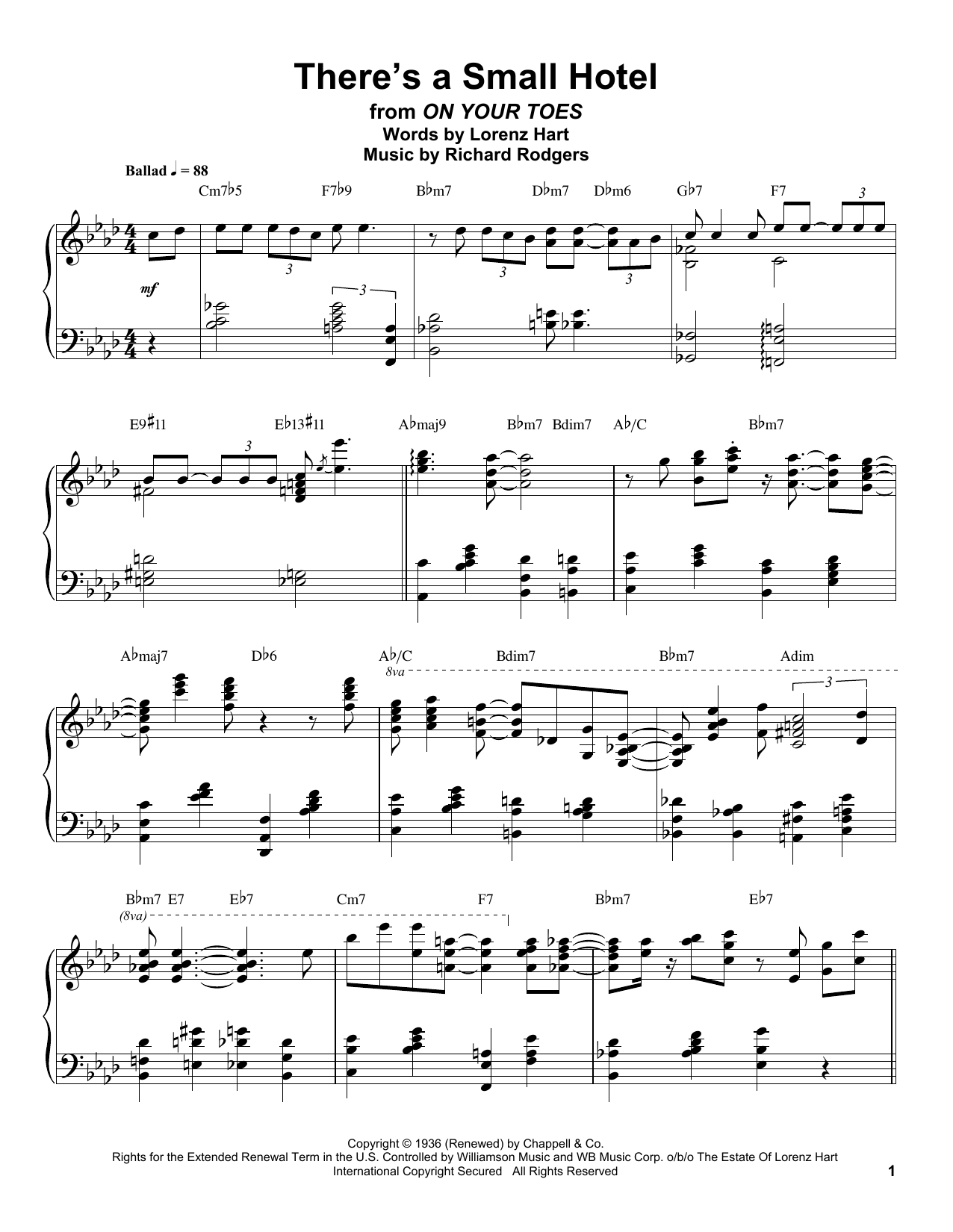 Download Oscar Peterson There's A Small Hotel Sheet Music