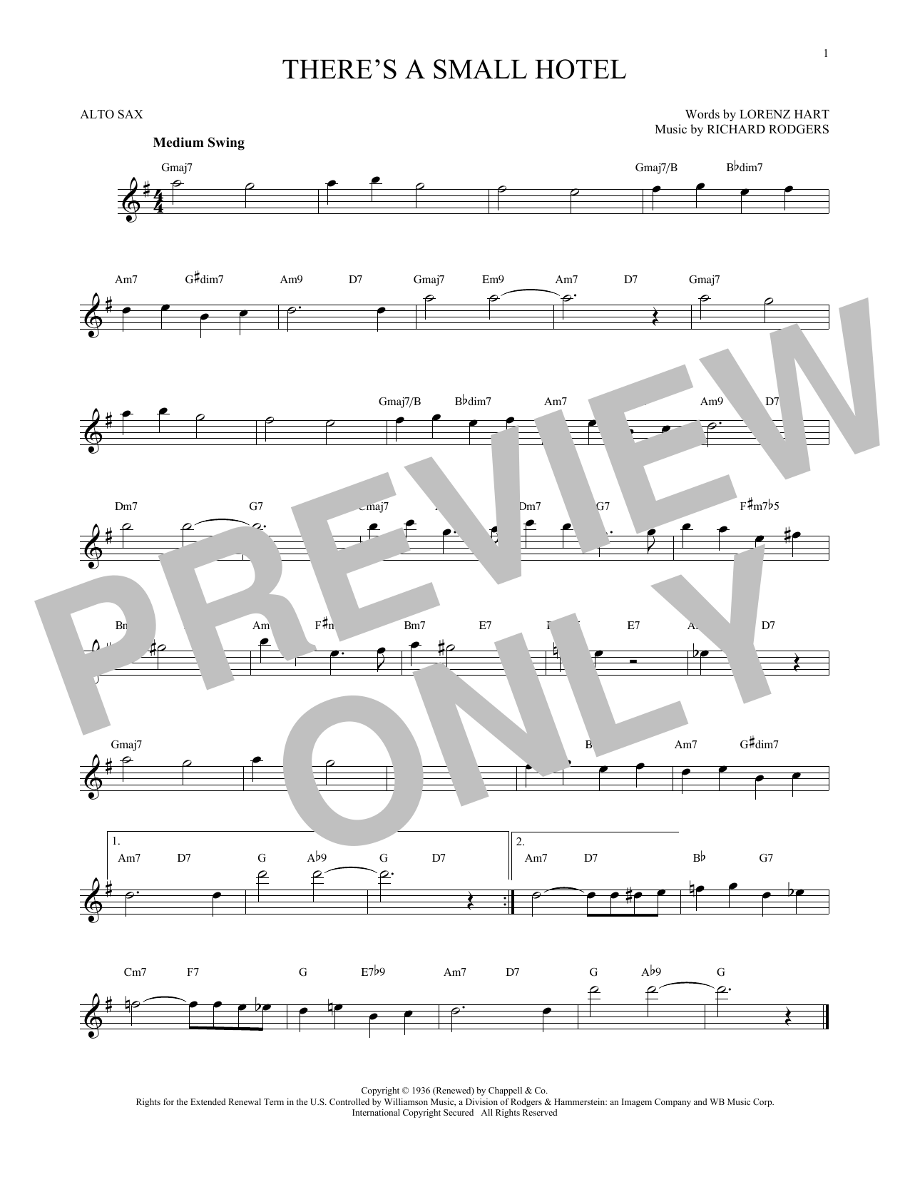 Download Rodgers & Hart There's A Small Hotel Sheet Music