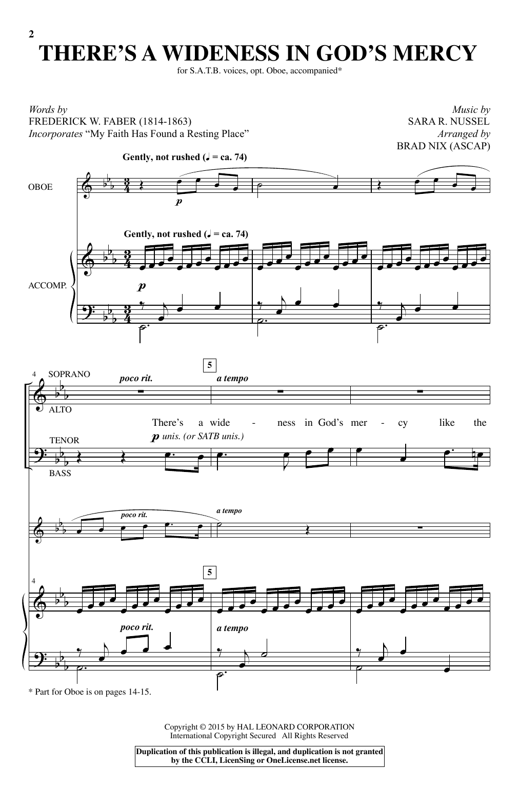Download Sara R. Nussel There's A Wideness In God's Mercy (arr. Sheet Music