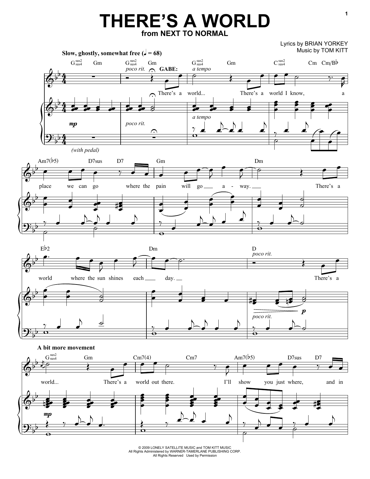 Download J. Robert Spencer There's A World (from Next to Normal) Sheet Music