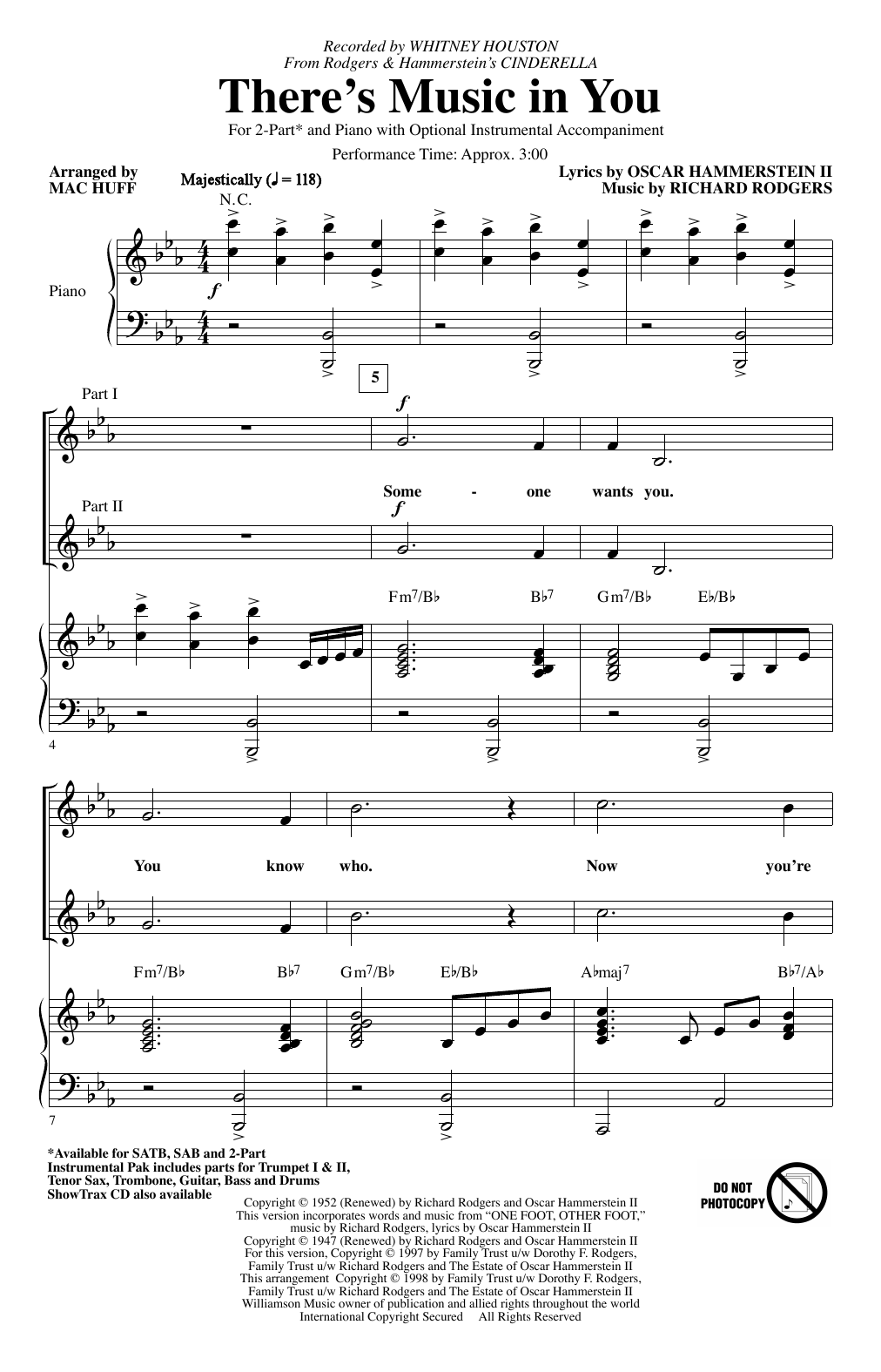 Download Whitney Houston There's Music In You (from Cinderella) Sheet Music