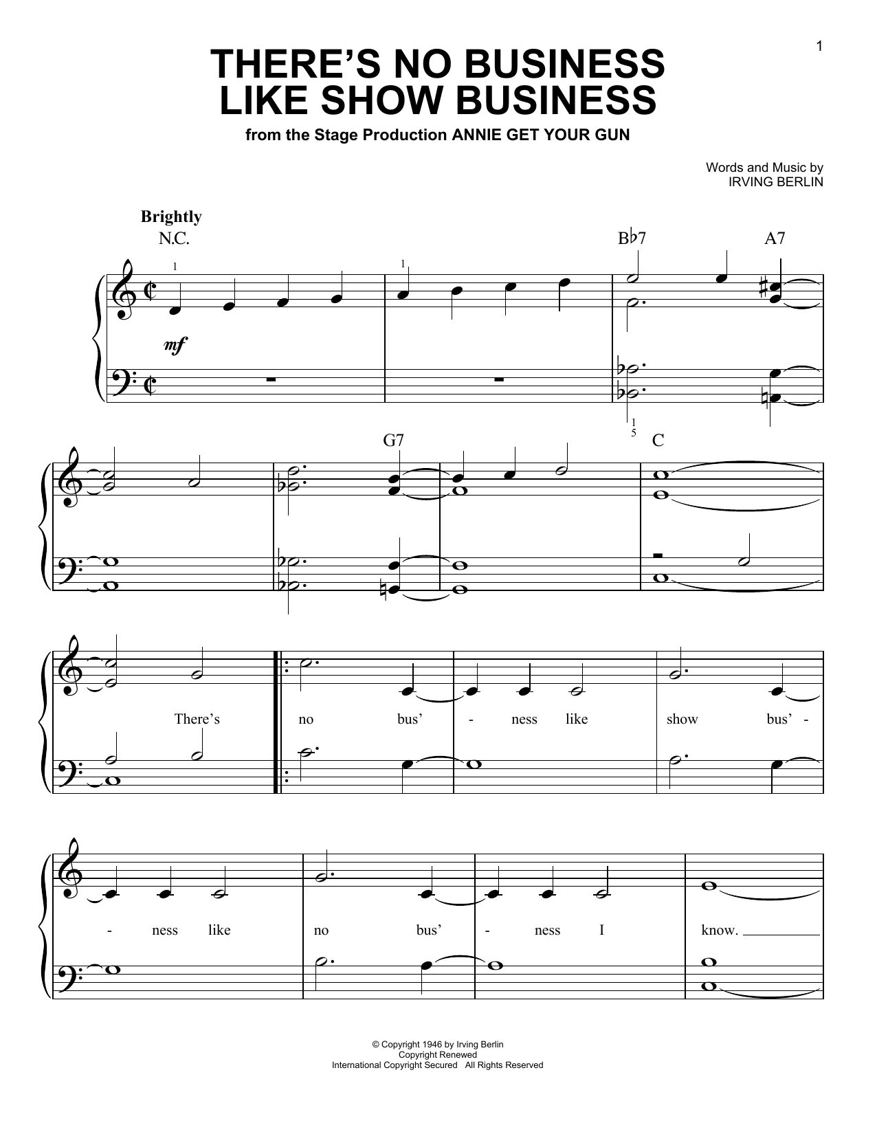 Download Irving Berlin There's No Business Like Show Business Sheet Music