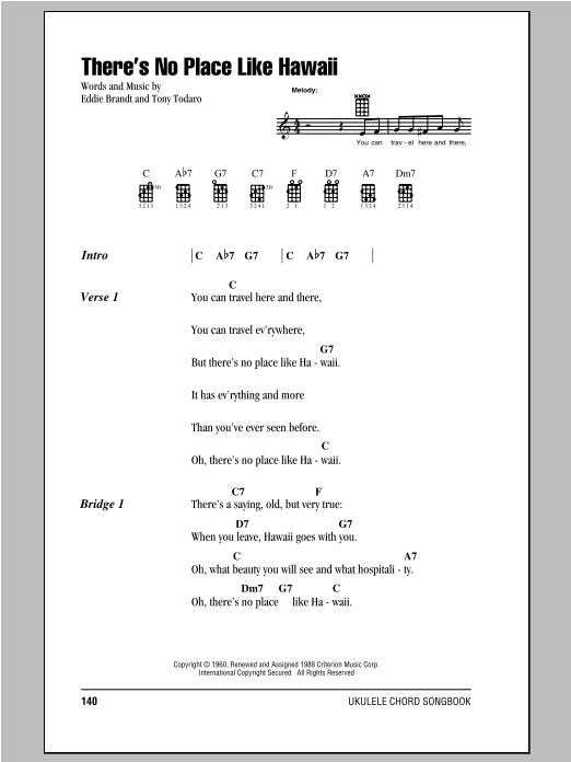 Download Tony Todaro There's No Place Like Hawaii Sheet Music