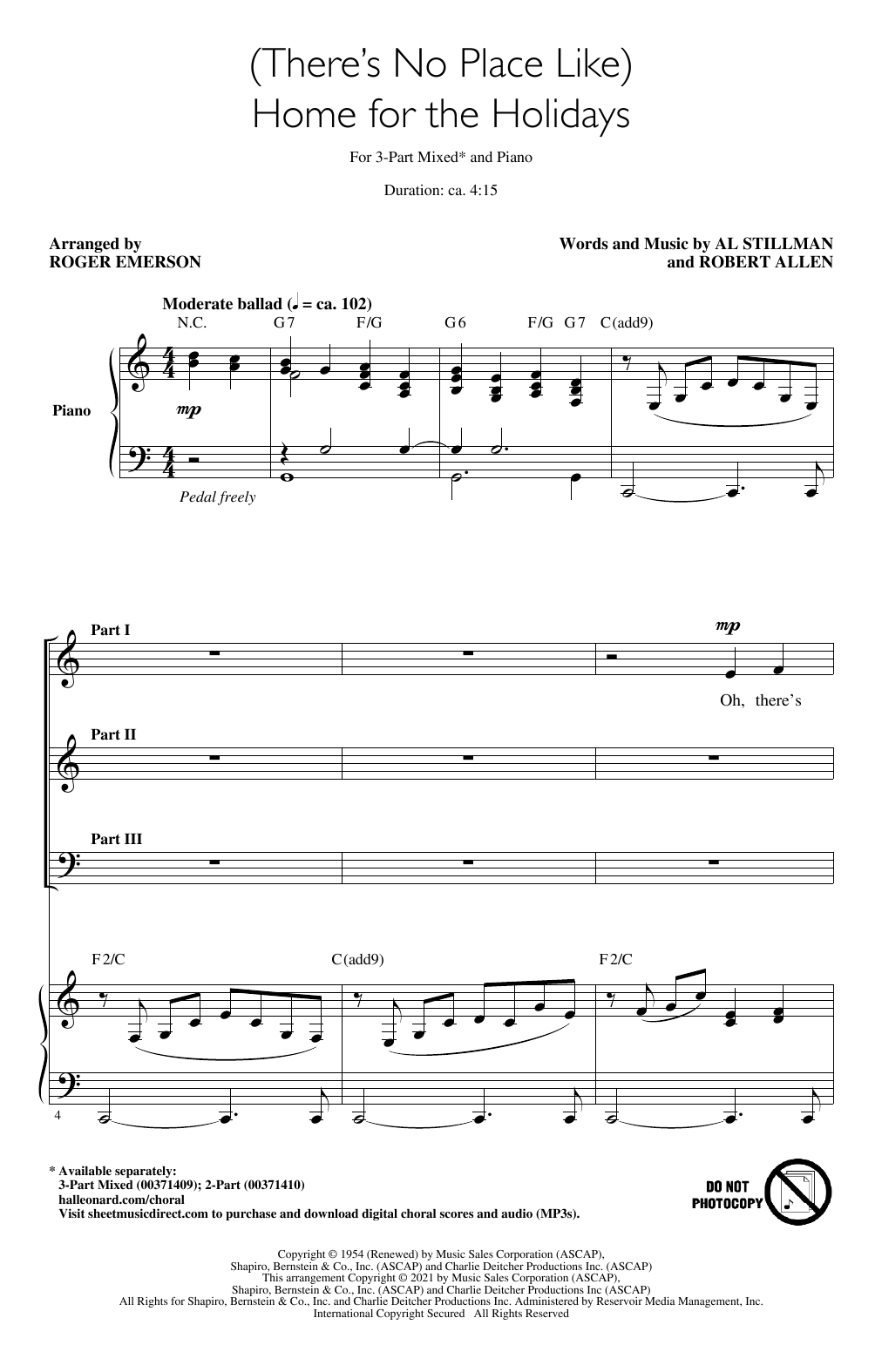 Download Al Stillman and Robert Allen (There's No Place Like) Home For The Ho Sheet Music