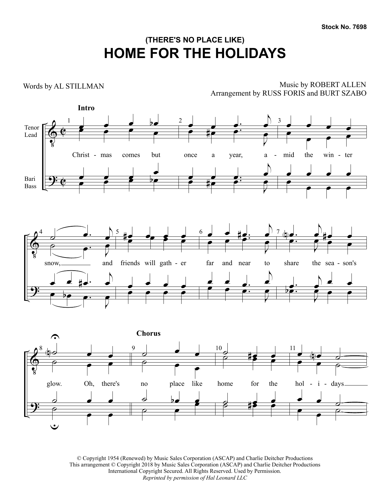 Download Al Stillman & Robert Allen (There's No Place Like) Home for the Ho Sheet Music