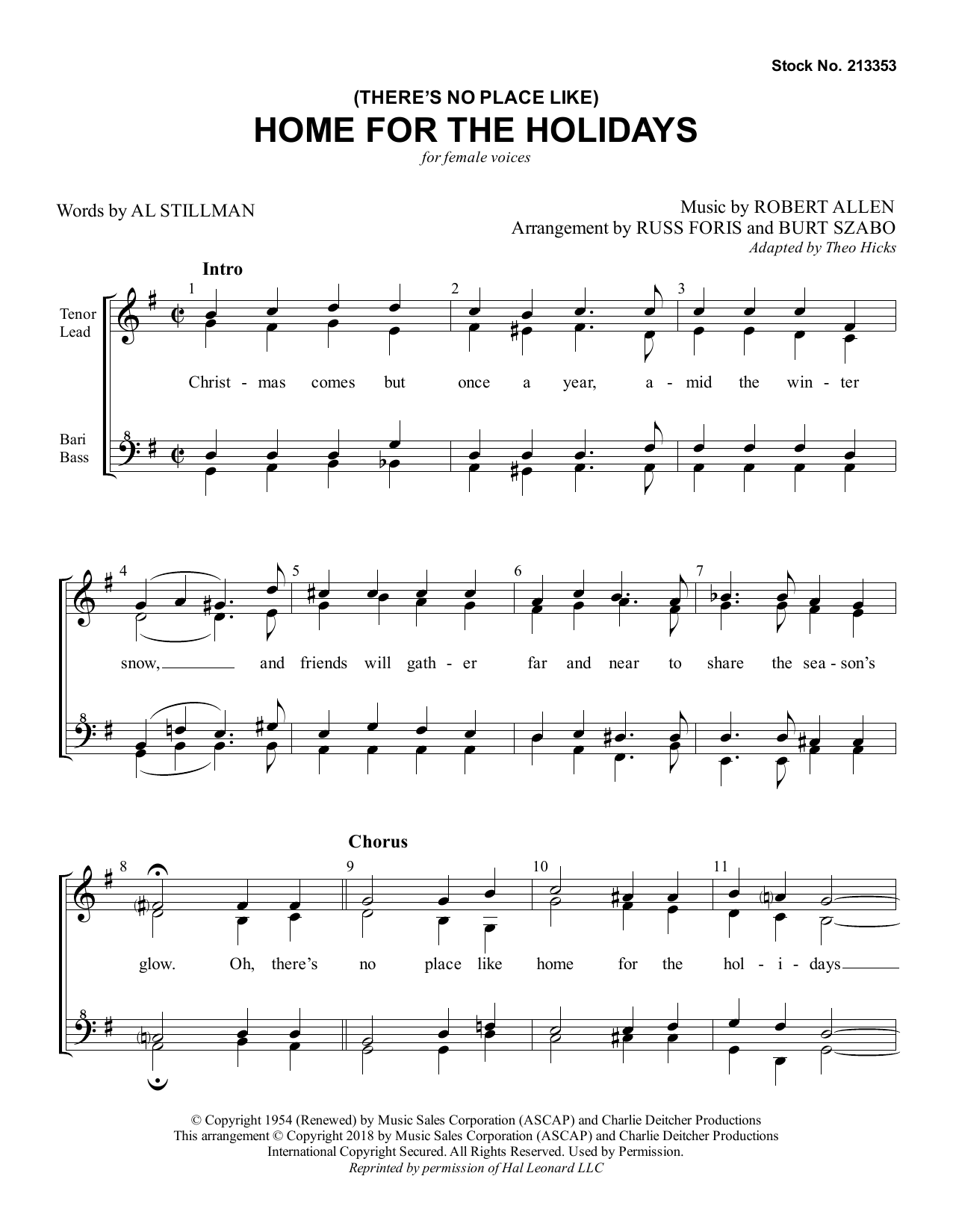 Download Al Stillman & Robert Allen (There's No Place Like) Home for the Ho Sheet Music