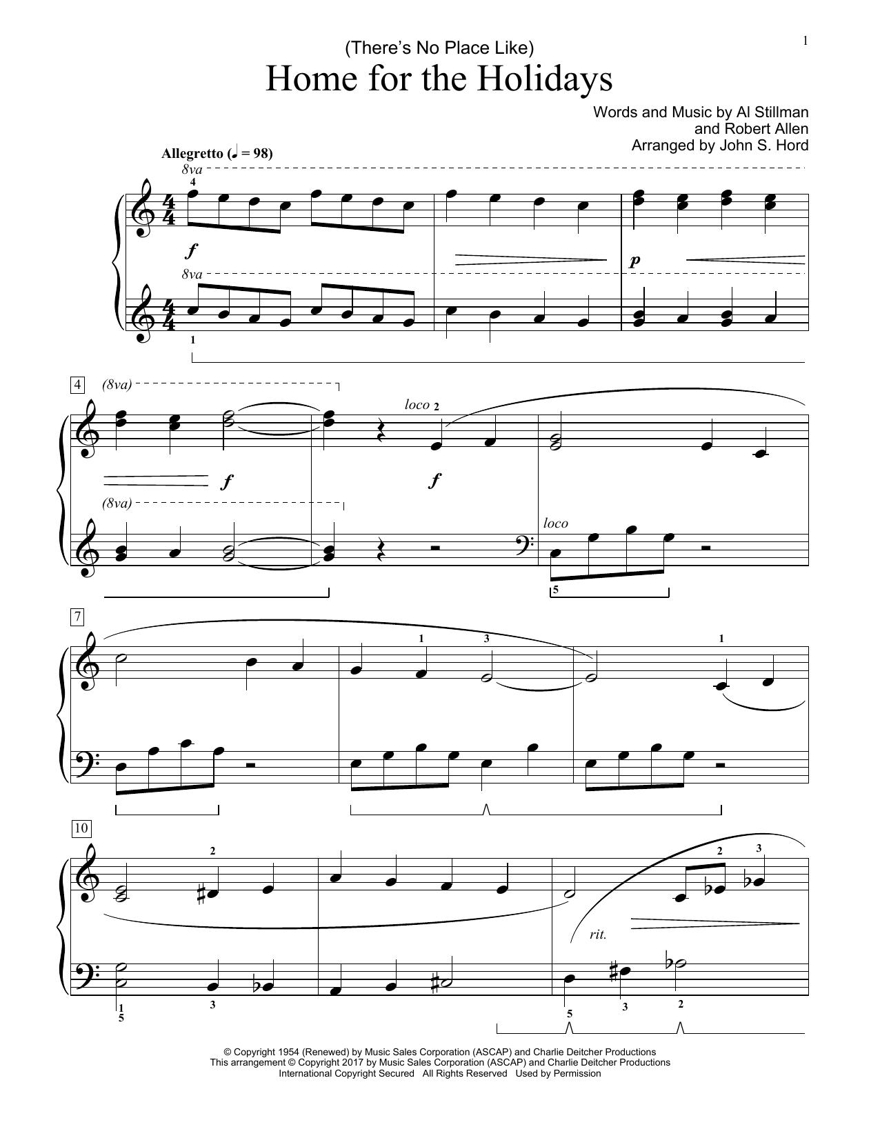 Download John S. Hord (There's No Place Like) Home For The Ho Sheet Music