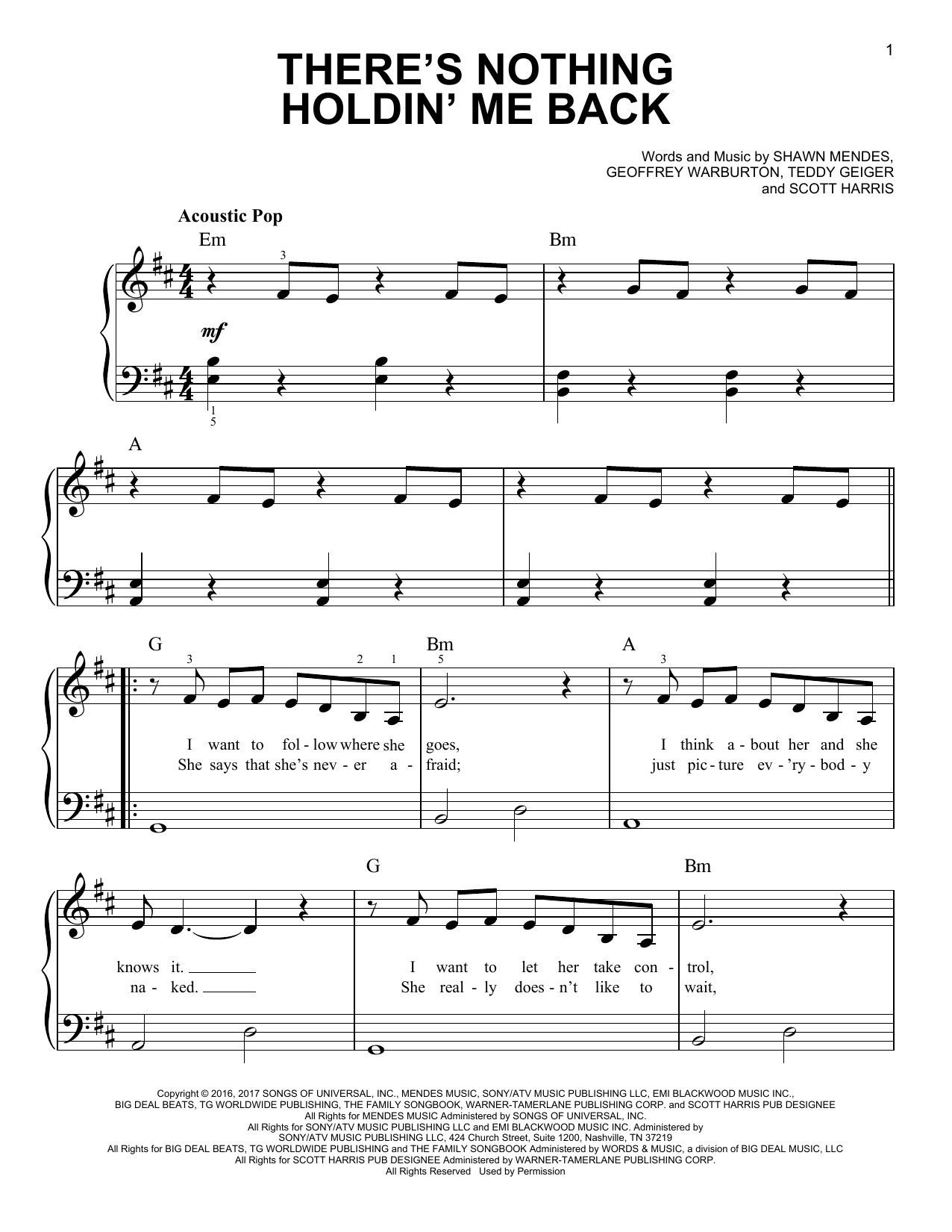 Download Shawn Mendes There's Nothing Holdin' Me Back Sheet Music