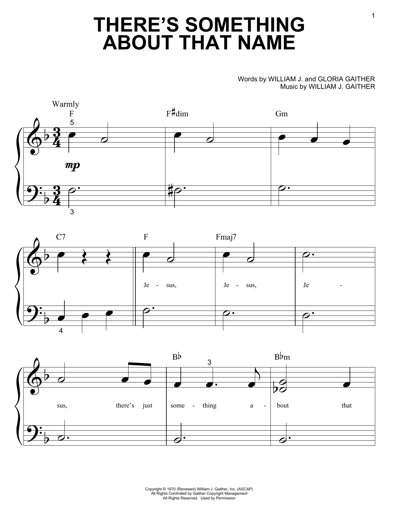 Download Bill & Gloria Gaither There's Something About That Name Sheet Music