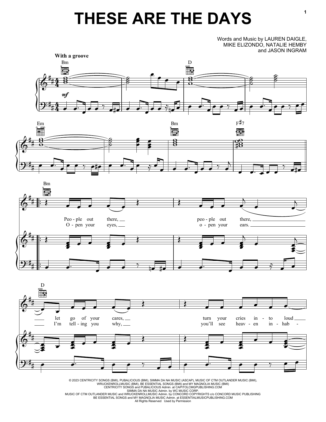 Download Lauren Daigle These Are The Days Sheet Music