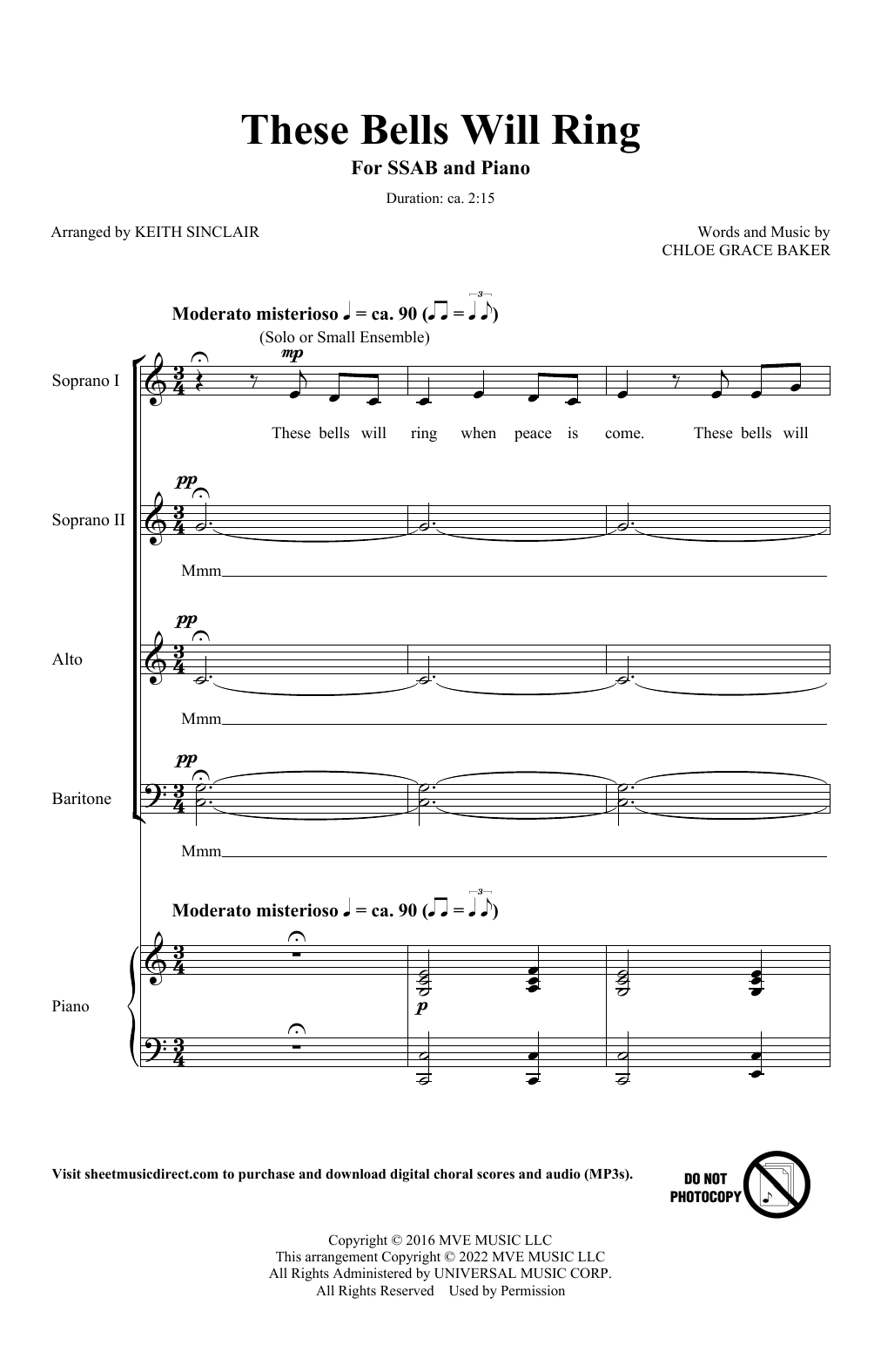 Download Bitter's Kiss & Bluestone These Bells Will Ring (arr. Keith Sincl Sheet Music