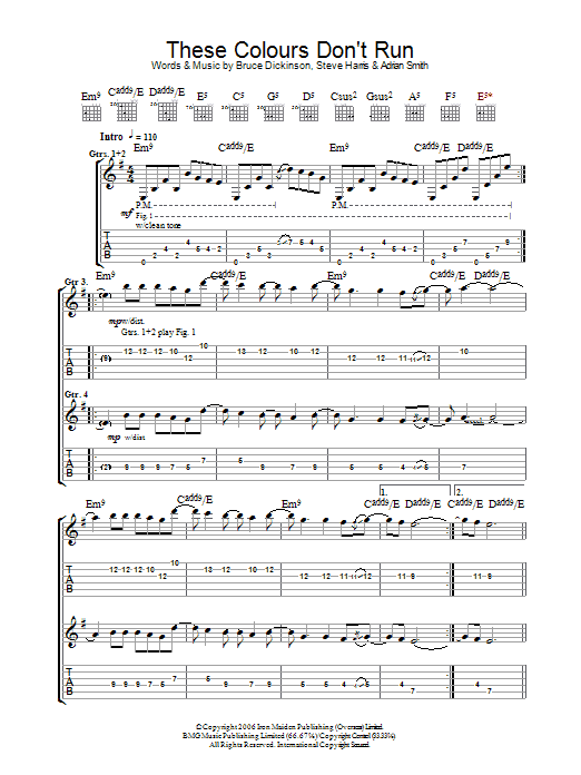 Download Iron Maiden These Colours Don't Run Sheet Music
