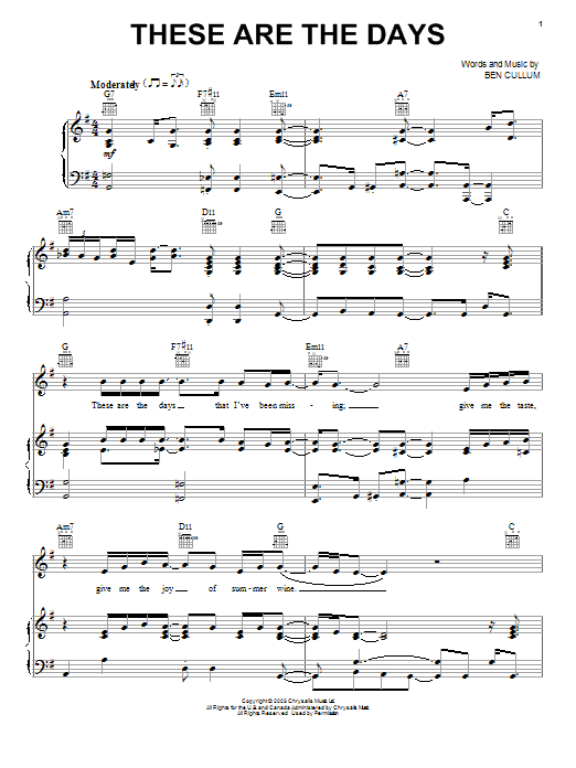 Download Jamie Cullum These Are The Days Sheet Music