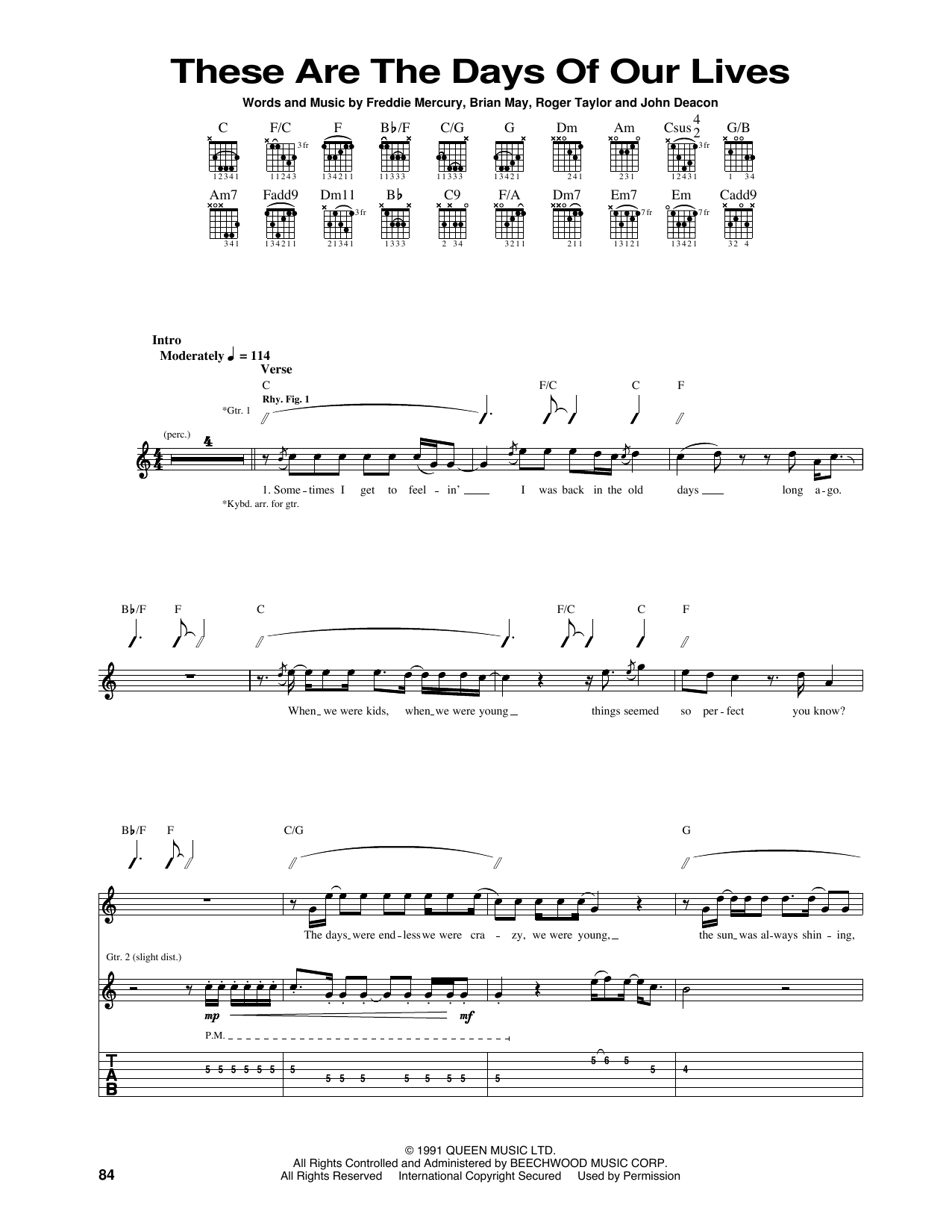 Download Queen These Are The Days Of Our Lives Sheet Music