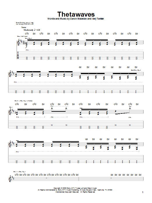Download System Of A Down Thetawaves Sheet Music