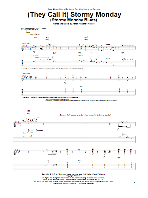 Download Albert King & Stevie Ray Vaughan (They Call It) Stormy Monday (Stormy Mo Sheet Music