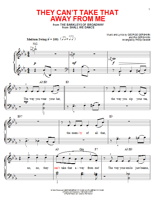 Download Phillip Keveren They Can't Take That Away From Me Sheet Music