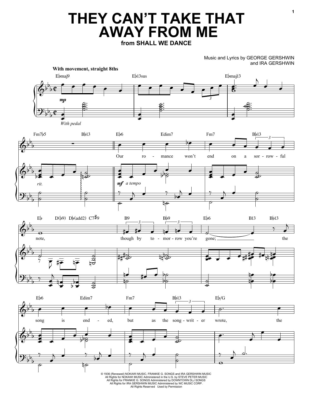 Download George Gershwin They Can't Take That Away From Me [Jazz Sheet Music