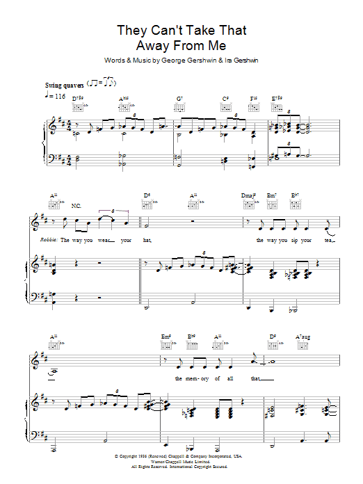 Download Robbie Williams They Can't Take That Away From Me Sheet Music