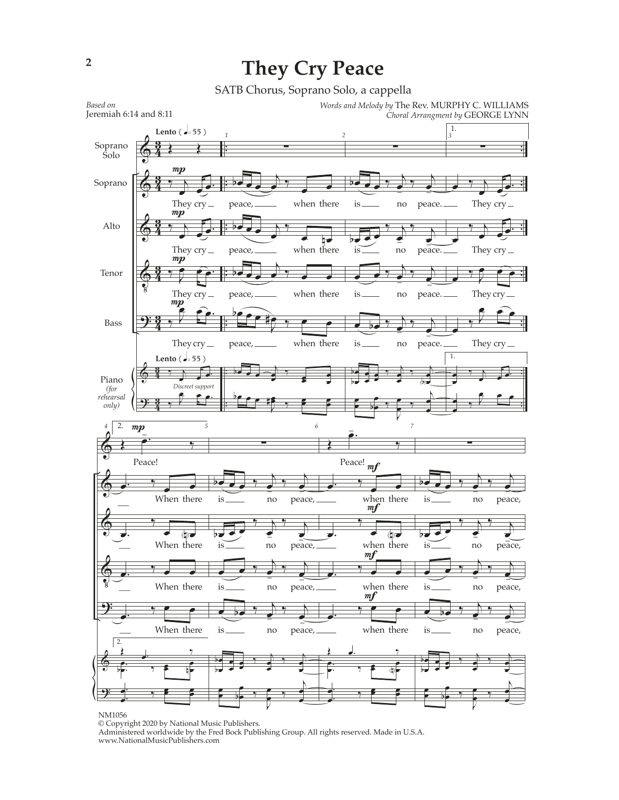 Download George Lynn They Cry Peace Sheet Music
