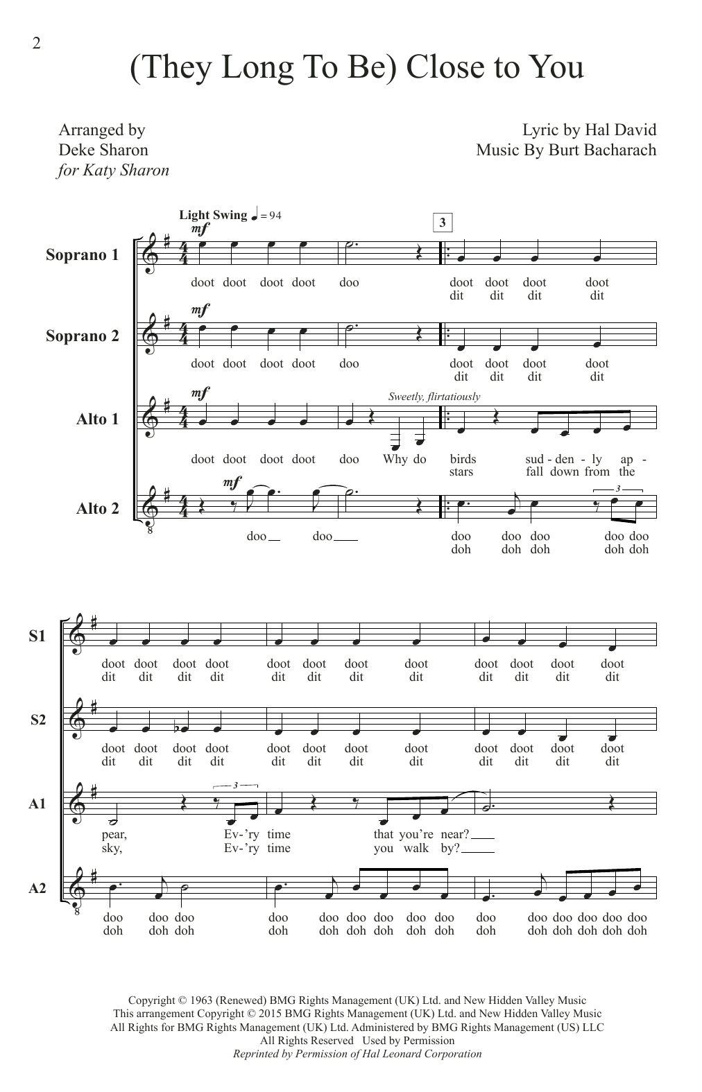 Download Carpenters (They Long To Be) Close To You (arr. De Sheet Music