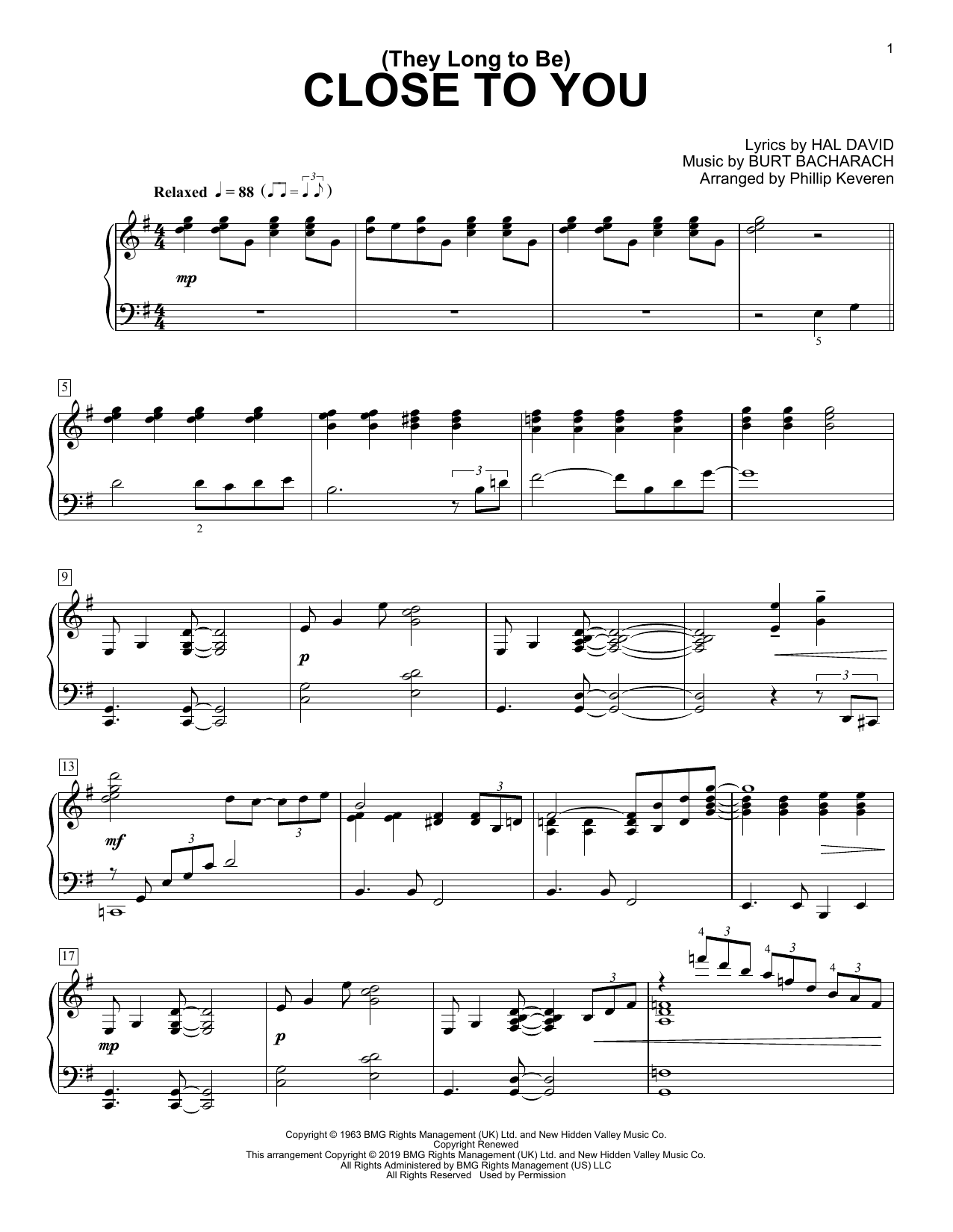 Download Carpenters (They Long To Be) Close To You (arr. Ph Sheet Music