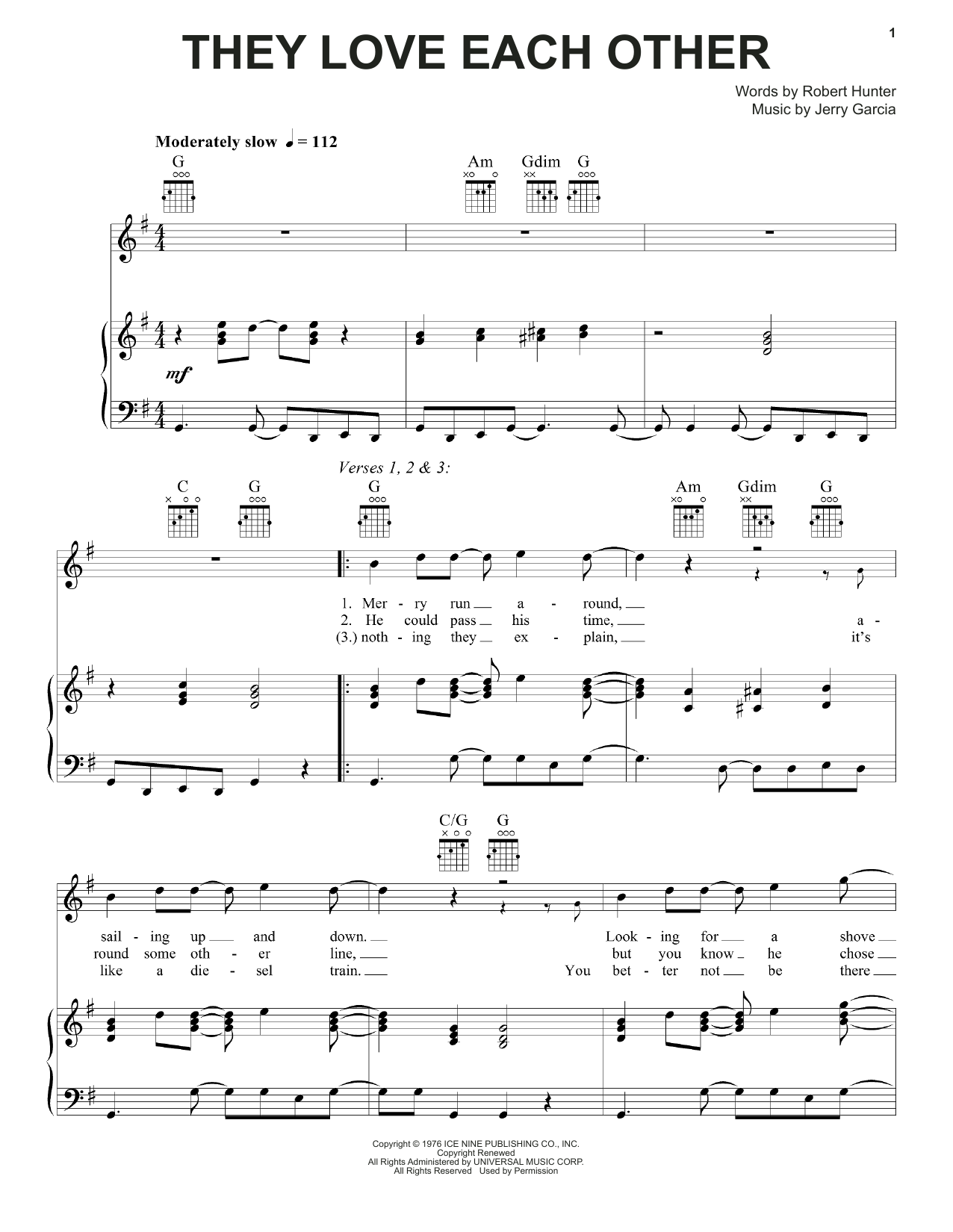 Download Grateful Dead They Love Each Other Sheet Music