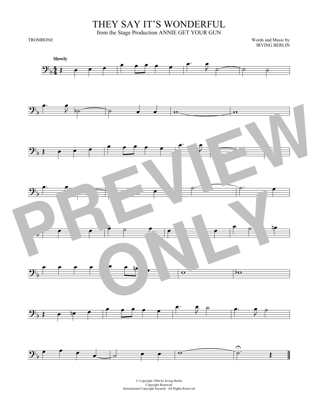 Download Irving Berlin They Say It's Wonderful (from Annie Get Sheet Music