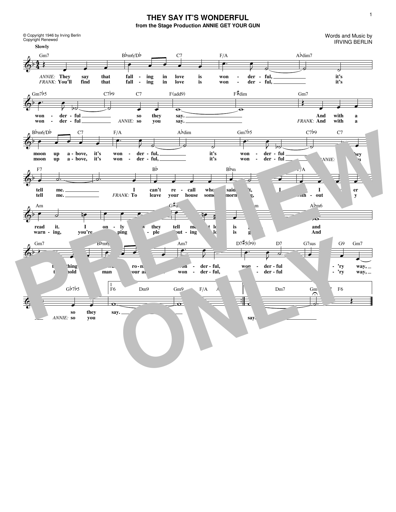 Download Irving Berlin They Say It's Wonderful Sheet Music
