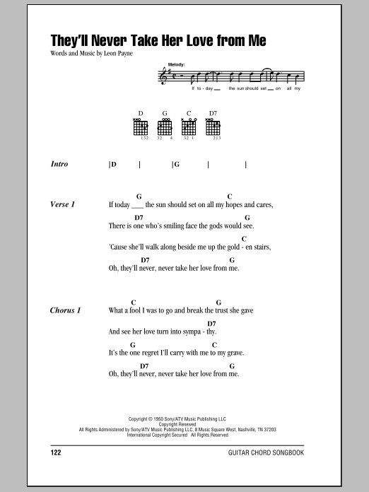 Download Hank Williams They'll Never Take Her Love From Me Sheet Music