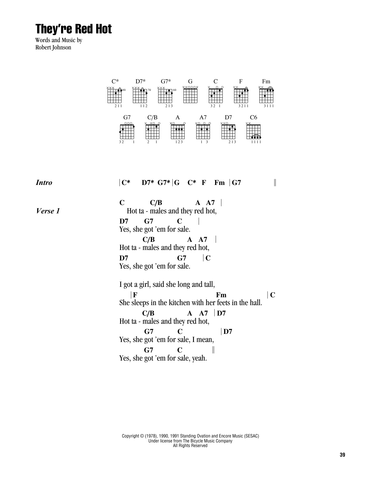 Download Robert Johnson They're Red Hot Sheet Music