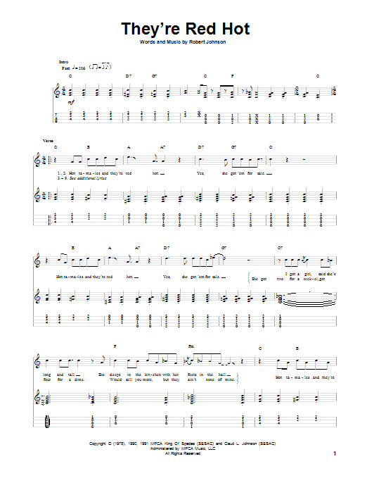 Download Robert Johnson They're Red Hot Sheet Music