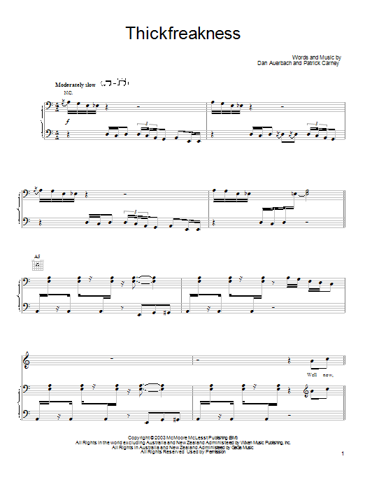 Download The Black Keys Thickfreakness Sheet Music