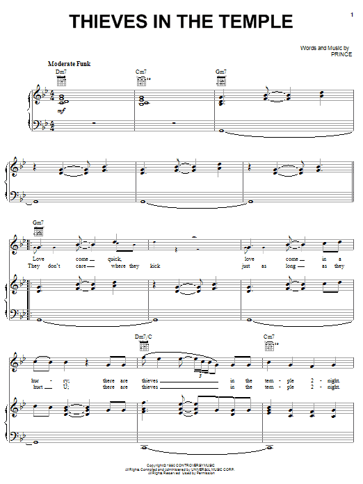 Download Prince Thieves In The Temple Sheet Music