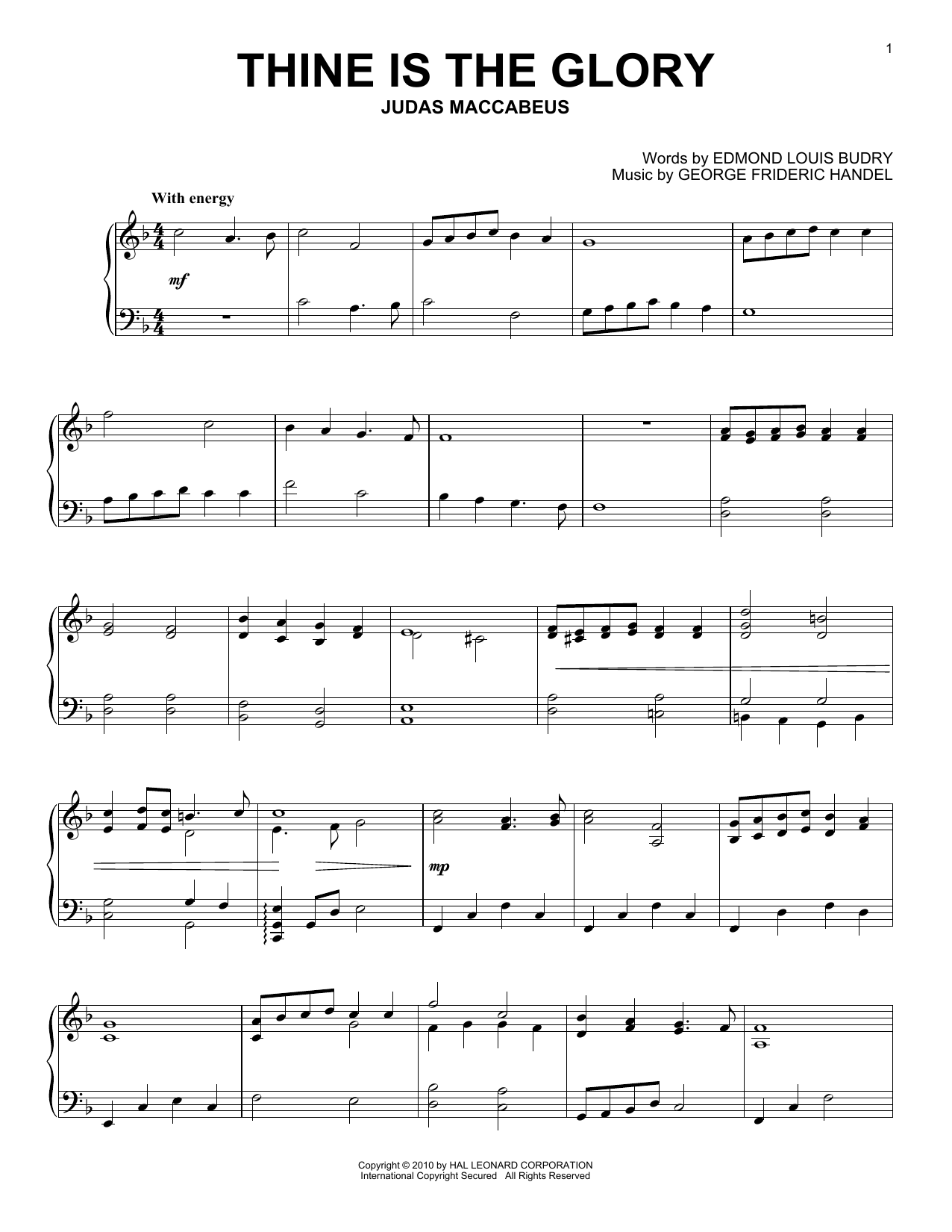 Download George Frideric Handel Thine Is The Glory Sheet Music