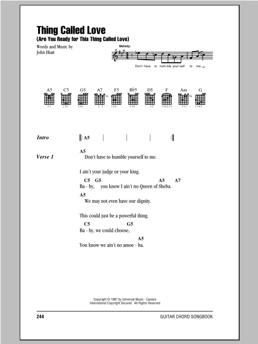 Download Bonnie Raitt Thing Called Love (Are You Ready For Th Sheet Music
