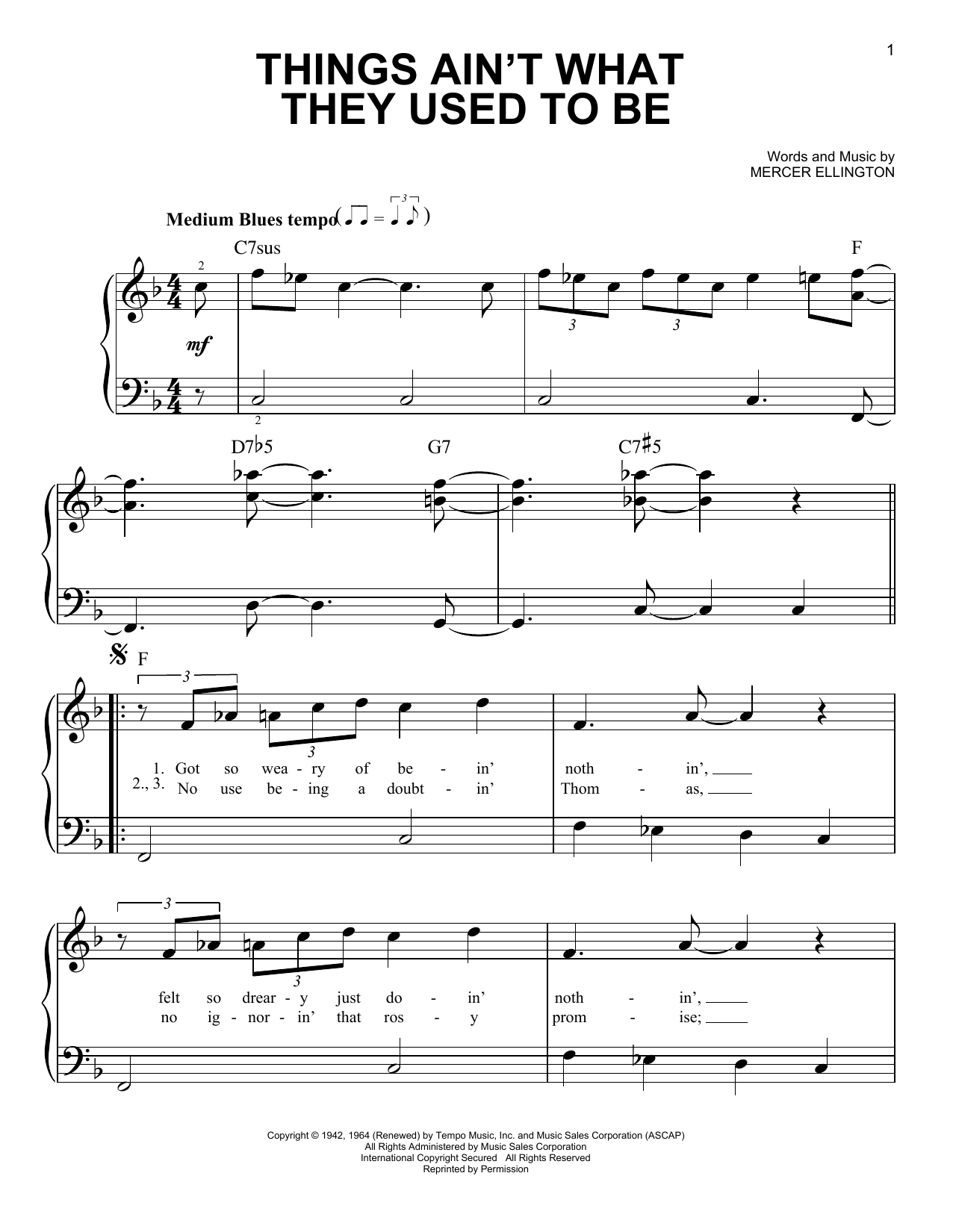 Download Duke Ellington Things Ain't What They Used To Be Sheet Music