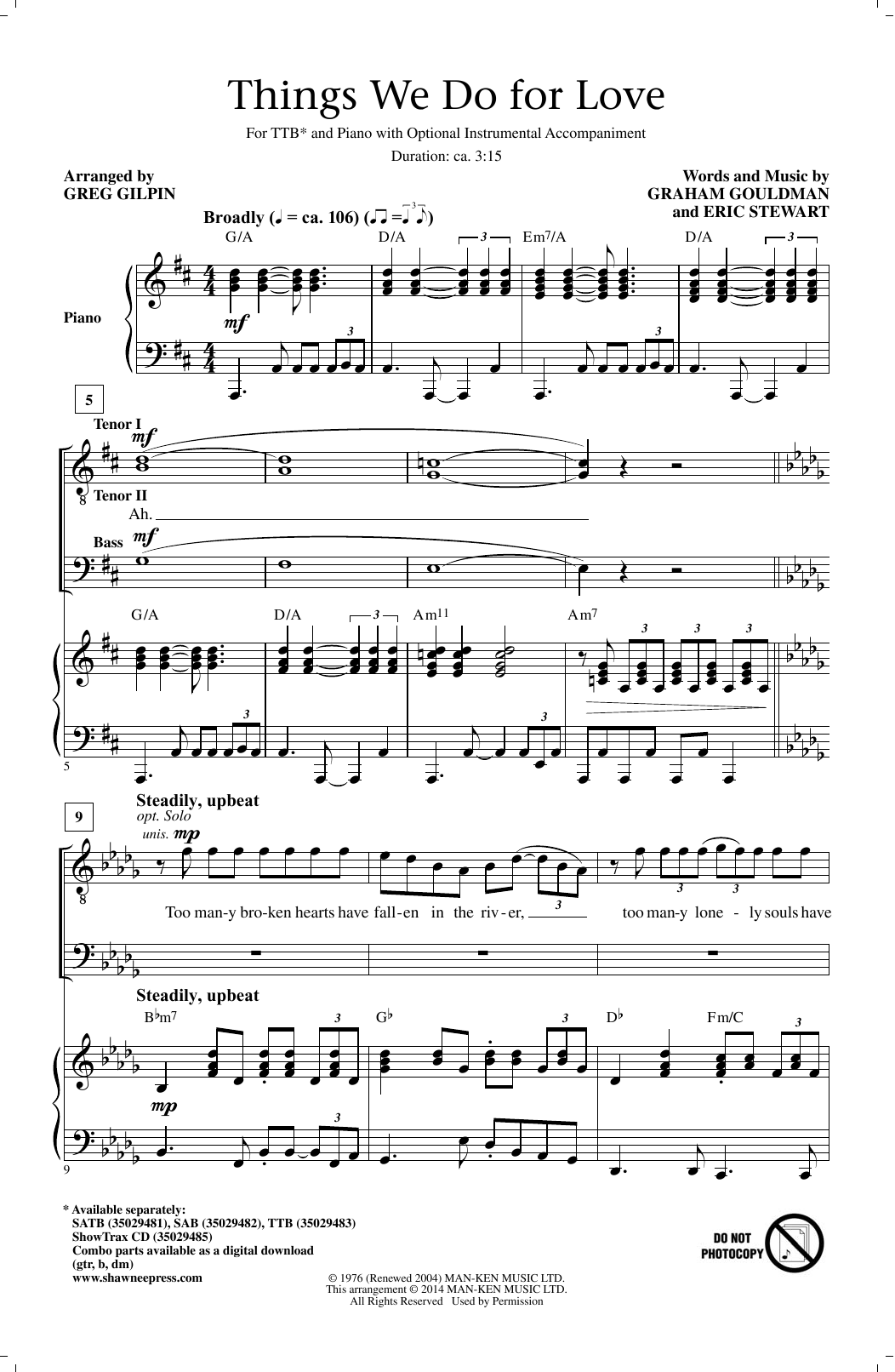 Download Greg Gilpin Things We Do For Love Sheet Music